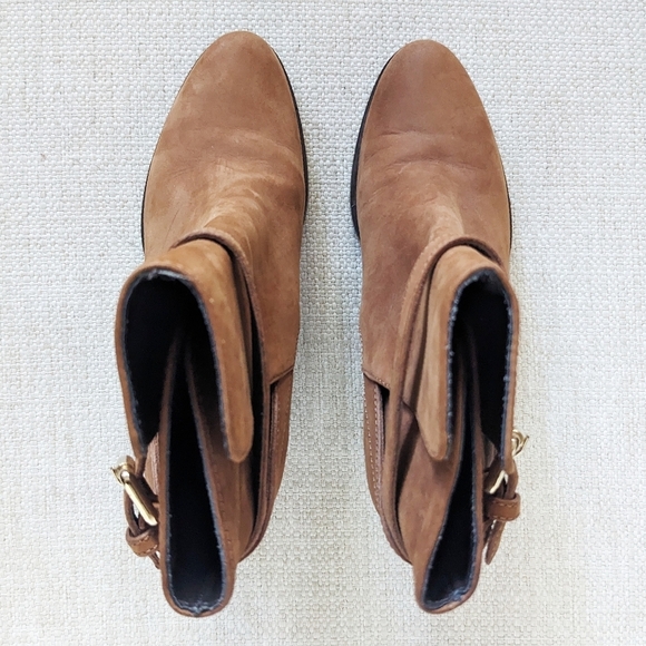 LK Bennett Aleena Booties Suede Leather Harness Ankle Brown Toffee Equestrian 38 - Picture 6 of 9